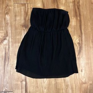 Strapless Ribbed Black Dress
